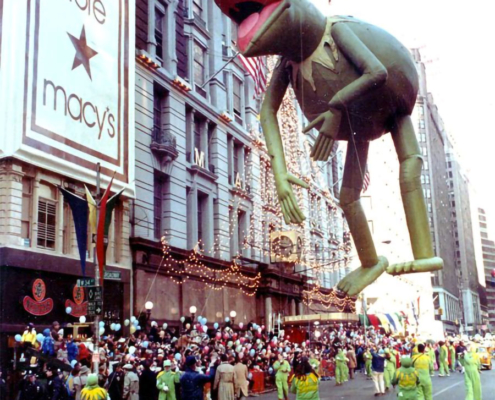 1977 - It isn't easy being green, especially when you are 56 feet tall!! Kermit flew from 1977-1983.